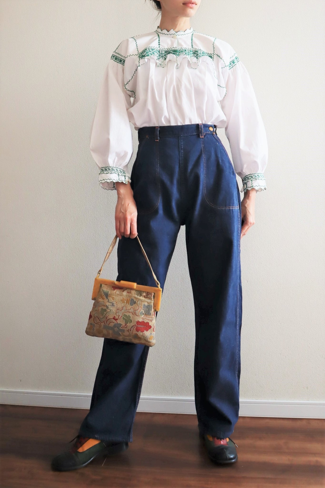 1950s BLUE BELL Indigo Denim Ranch Pants Dark Blue