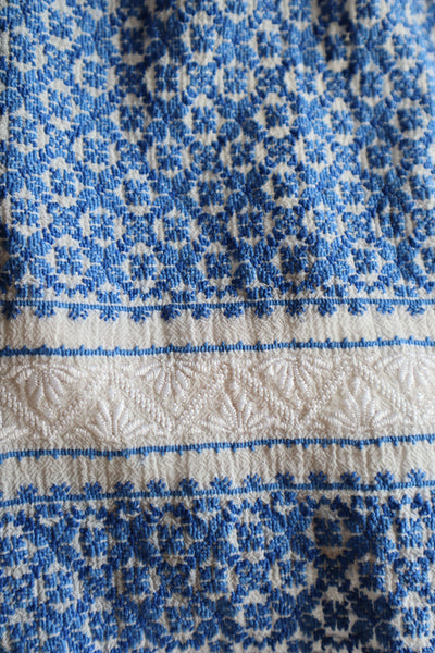 1940s Blue Embroidered Short Sleeves Romanian Blouse