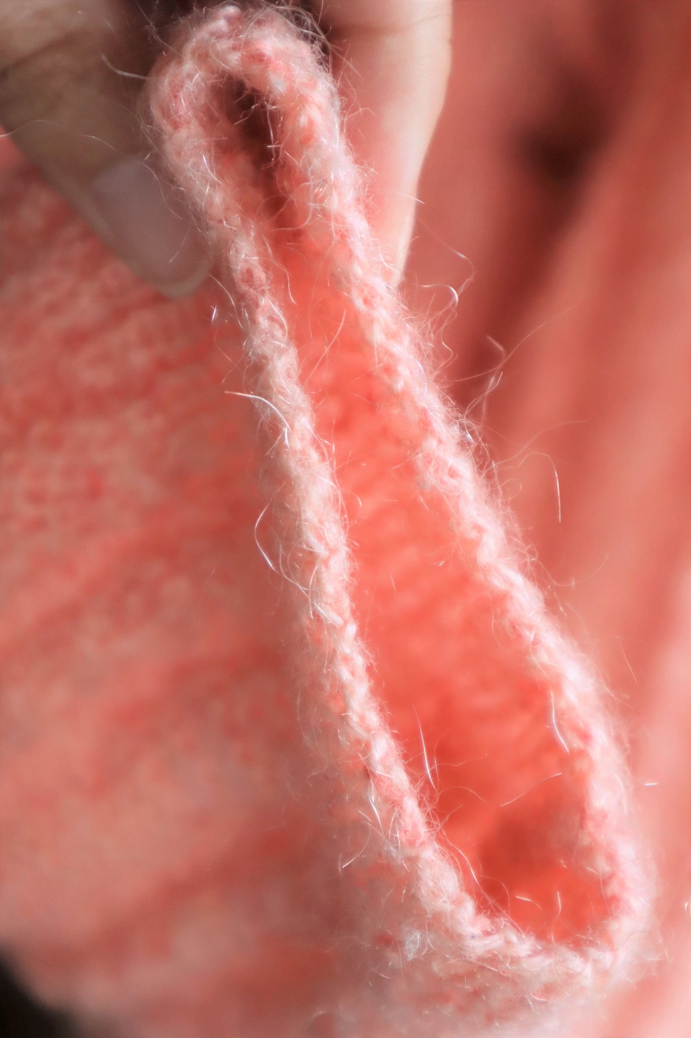 80s Hand Knit Pale Peach Mohair Cardigan