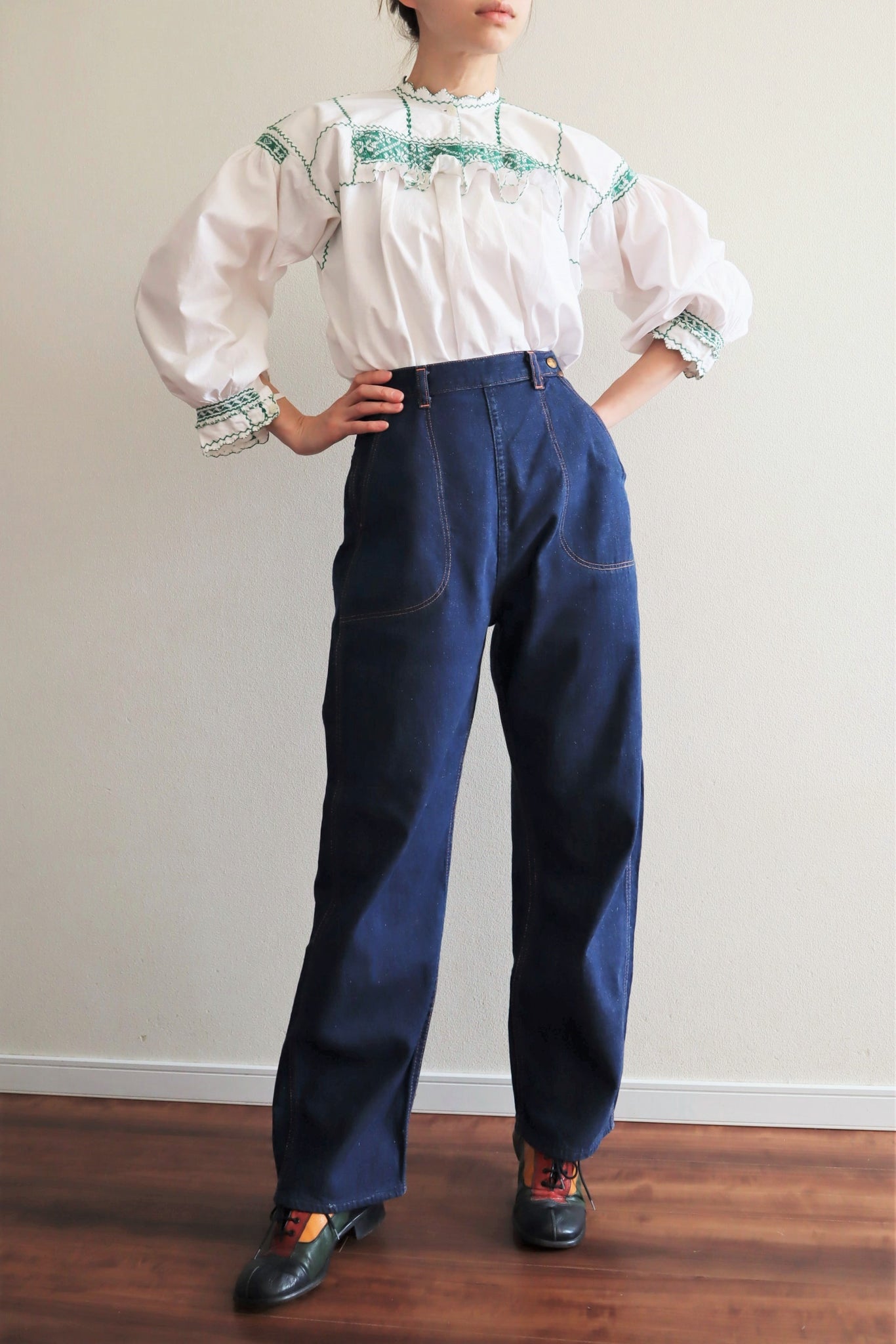 1950s BLUE BELL Indigo Denim Ranch Pants Dark Blue