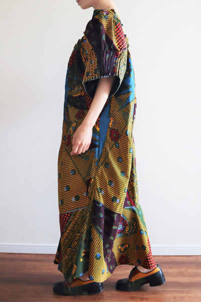 80s Puff Sleeve African Print Dress