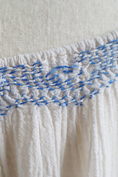 1940s Blue Embroidered Short Sleeves Romanian Blouse