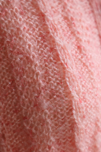 80s Hand Knit Pale Peach Mohair Cardigan