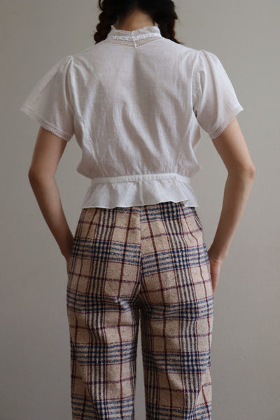 70s Plaid Tweed Bell Bottoms