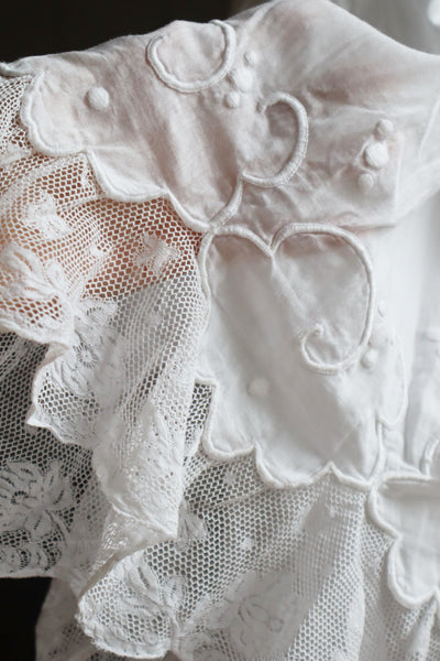 1900s Floral Lace Cloud Embroidery White Cotton Skirt