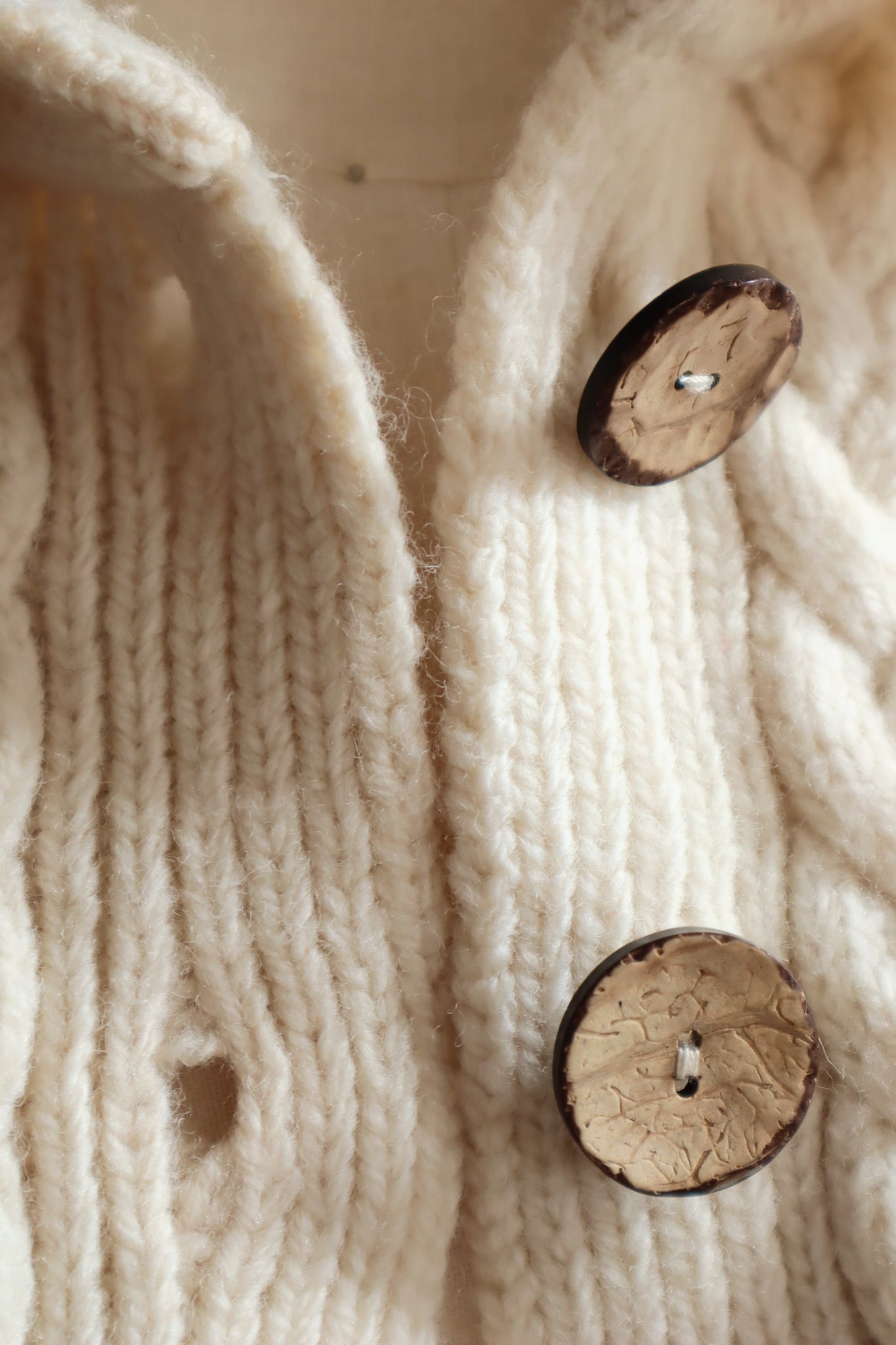 80s Pure New Wool Aran Cardigan Made In England