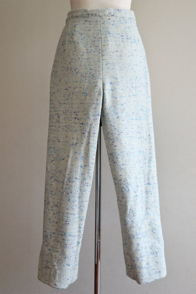 70s Herringbone Blue Mute Tone Wool Pants