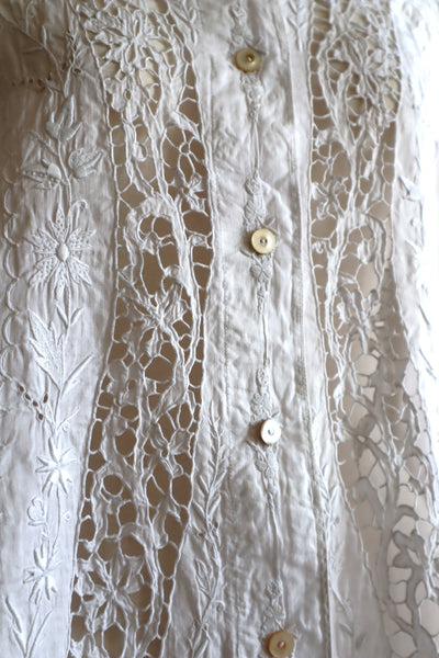 1880~1890s Hand-Embroidered Linen Jacket