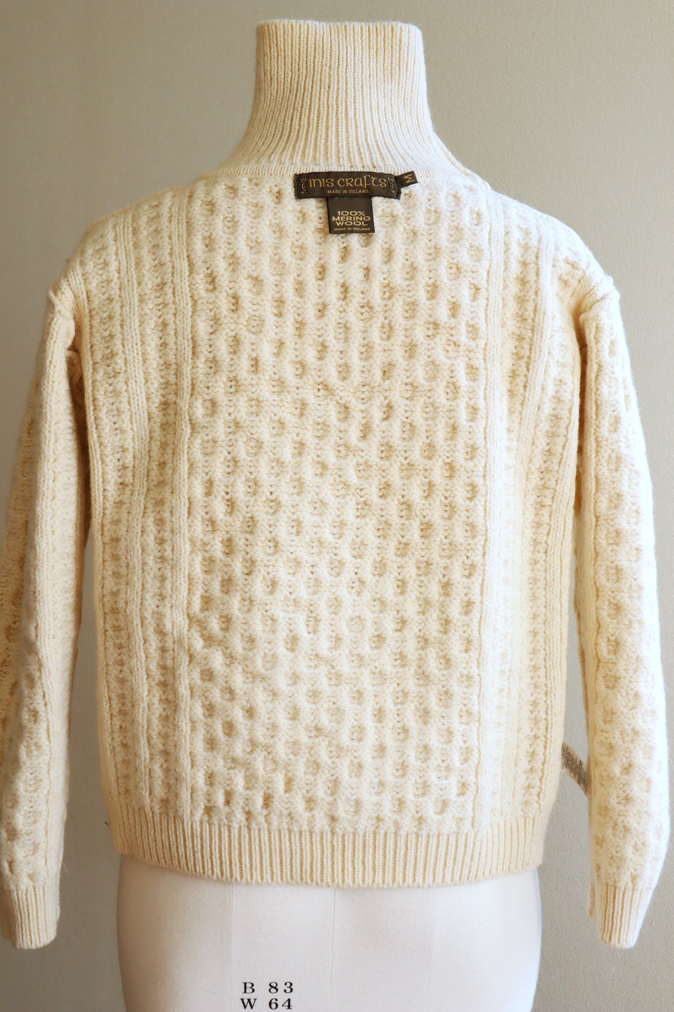 80s Irish Merino Wool Aran Sweater