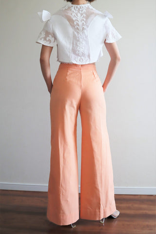 70s Pale Orange Cute Bell Bottom Pants