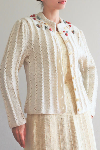 70s Fluffy Brushed Yarn Austrian Hand Knit Cardigan