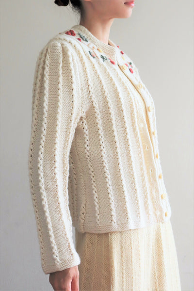 70s Fluffy Brushed Yarn Austrian Hand Knit Cardigan