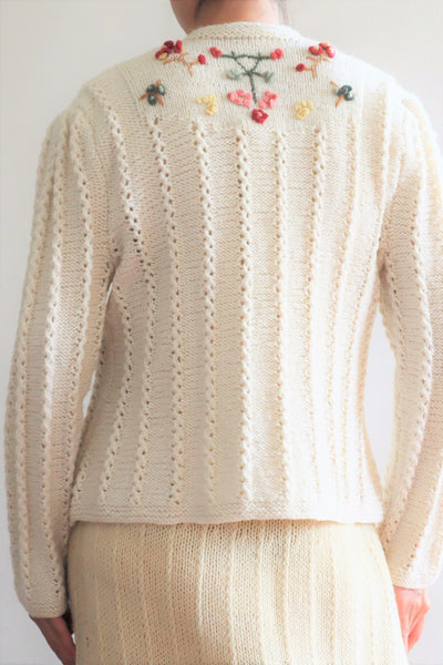 70s Fluffy Brushed Yarn Austrian Hand Knit Cardigan