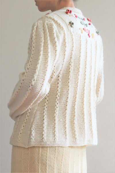 70s Fluffy Brushed Yarn Austrian Hand Knit Cardigan