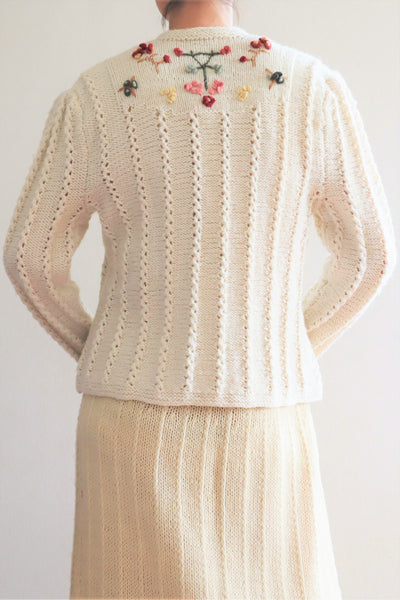 70s Fluffy Brushed Yarn Austrian Hand Knit Cardigan