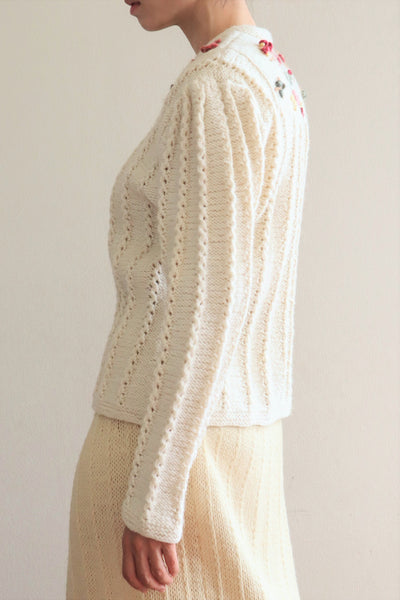 70s Fluffy Brushed Yarn Austrian Hand Knit Cardigan