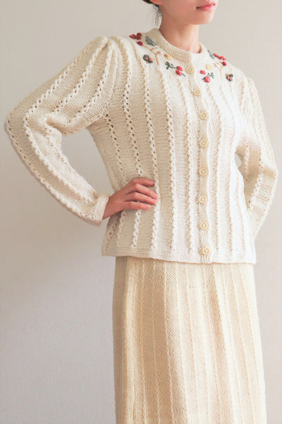 70s Fluffy Brushed Yarn Austrian Hand Knit Cardigan