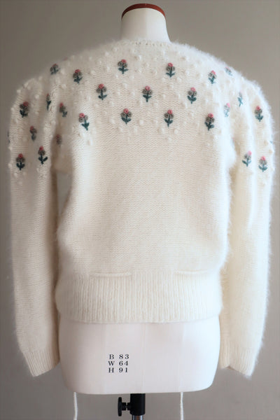 80s Embroidered Angora Trachten Cardigan