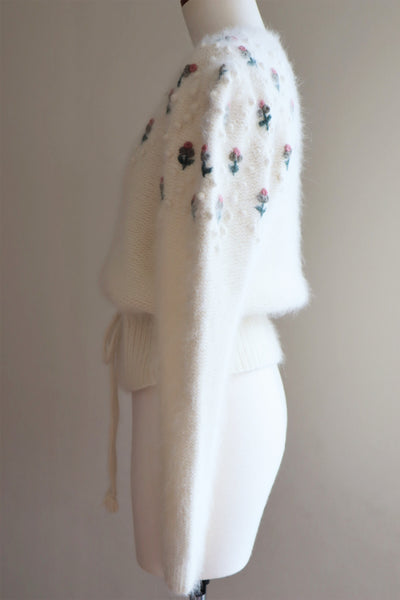 80s Embroidered Angora Trachten Cardigan