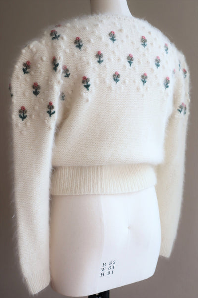 80s Embroidered Angora Trachten Cardigan