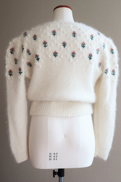 80s Embroidered Angora Trachten Cardigan