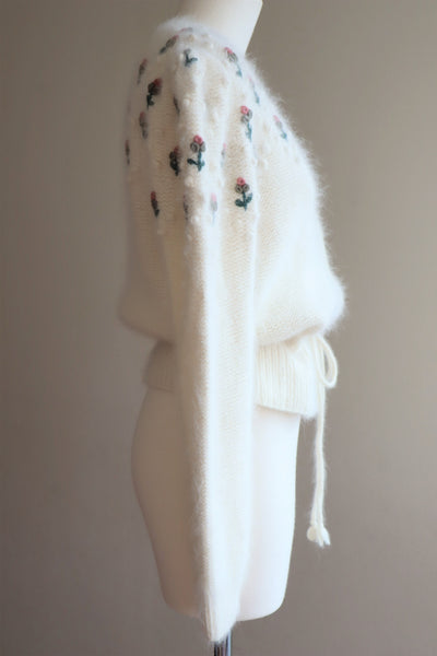 80s Embroidered Angora Trachten Cardigan