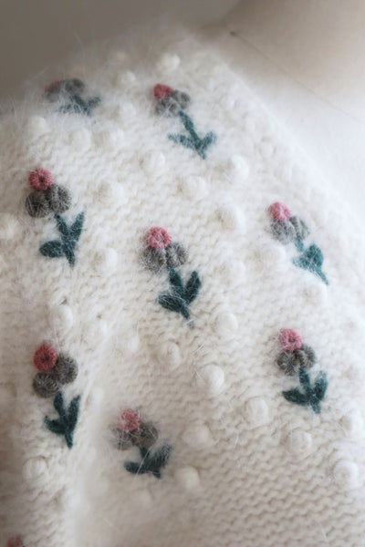 80s Embroidered Angora Trachten Cardigan