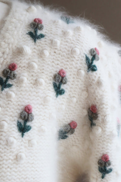 80s Embroidered Angora Trachten Cardigan