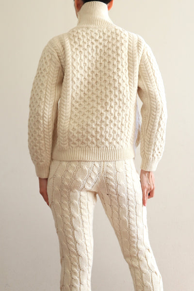 80s Irish Merino Wool Aran Sweater