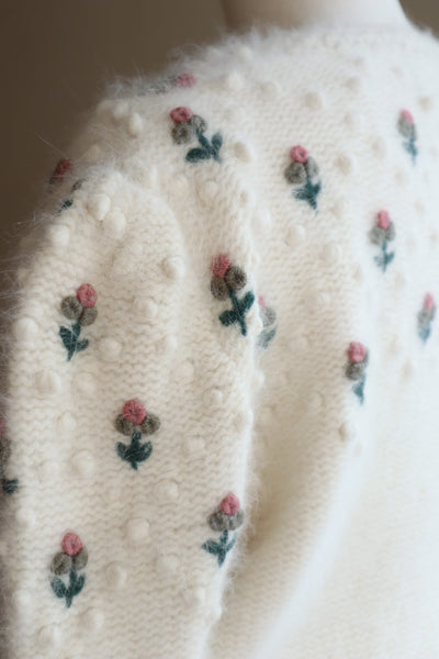 80s Embroidered Angora Trachten Cardigan