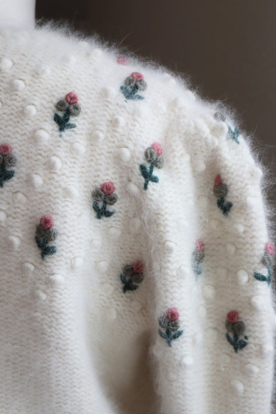 80s Embroidered Angora Trachten Cardigan