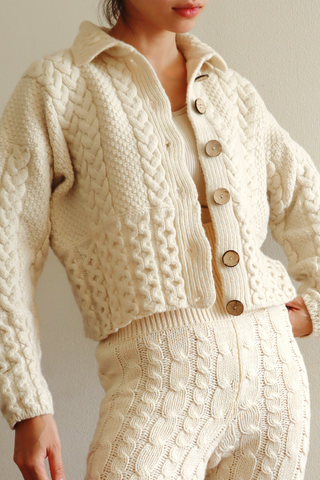 80s Pure New Wool Aran Cardigan Made In England