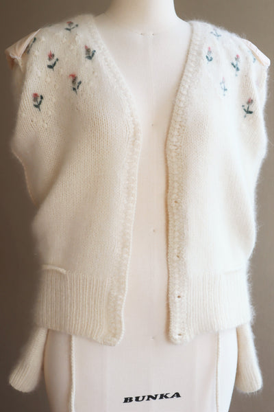 80s Embroidered Angora Trachten Cardigan