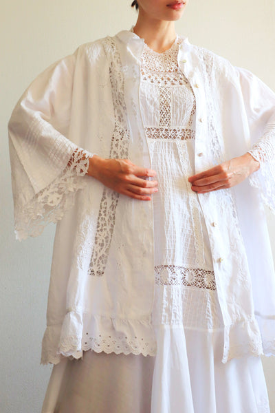 1880~1890s Hand-Embroidered Linen Jacket