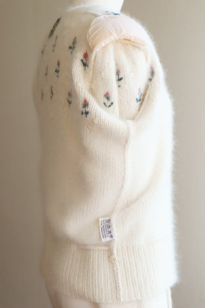 80s Embroidered Angora Trachten Cardigan