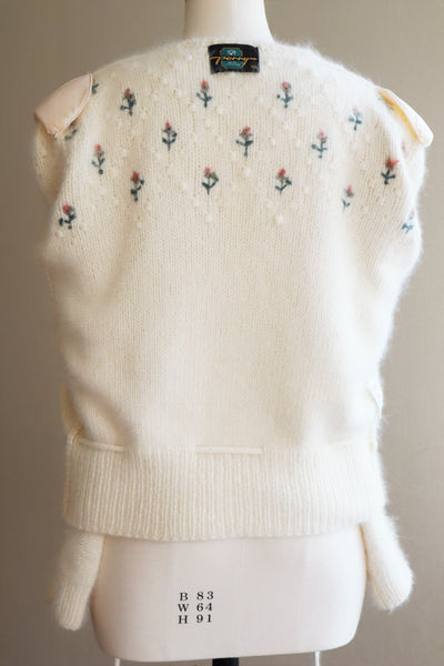 80s Embroidered Angora Trachten Cardigan