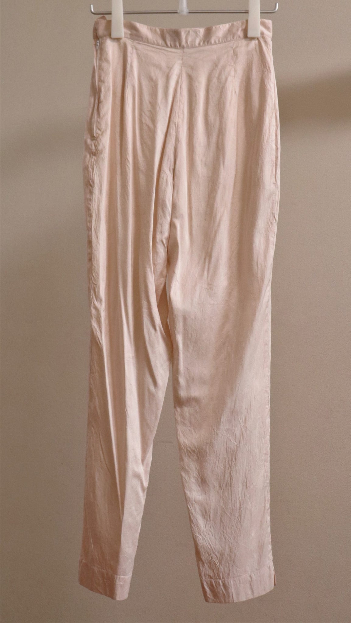 Vintage Pale Pink High Waist Tapered Silk Pants