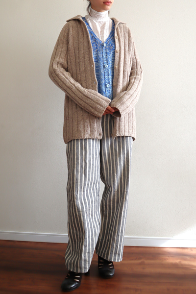 80s French Hand Knit Peasant Wool Cardigan