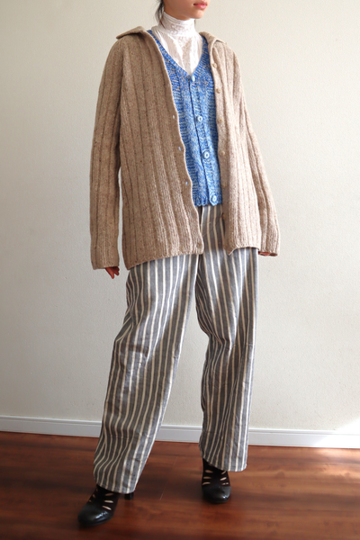 80s French Hand Knit Peasant Wool Cardigan