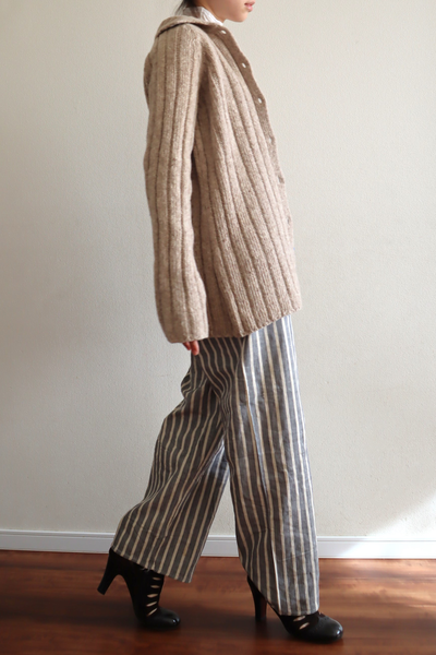 80s French Hand Knit Peasant Wool Cardigan