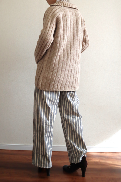 80s French Hand Knit Peasant Wool Cardigan