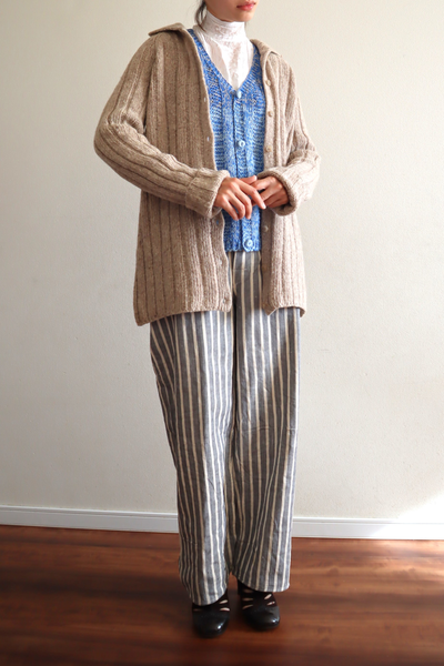 80s French Hand Knit Peasant Wool Cardigan