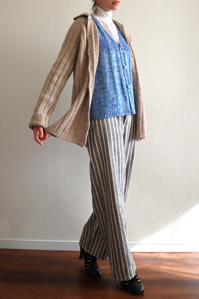 80s French Hand Knit Peasant Wool Cardigan