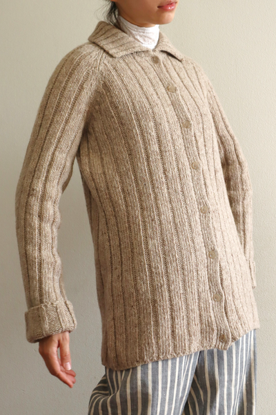 80s French Hand Knit Peasant Wool Cardigan