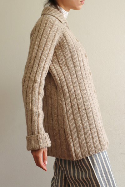 80s French Hand Knit Peasant Wool Cardigan