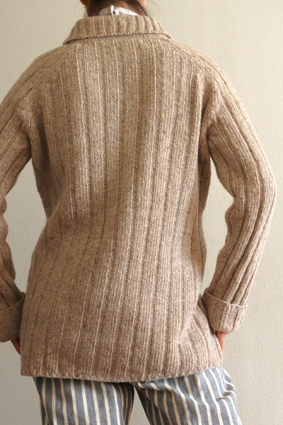 80s French Hand Knit Peasant Wool Cardigan