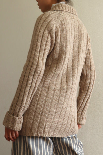 80s French Hand Knit Peasant Wool Cardigan