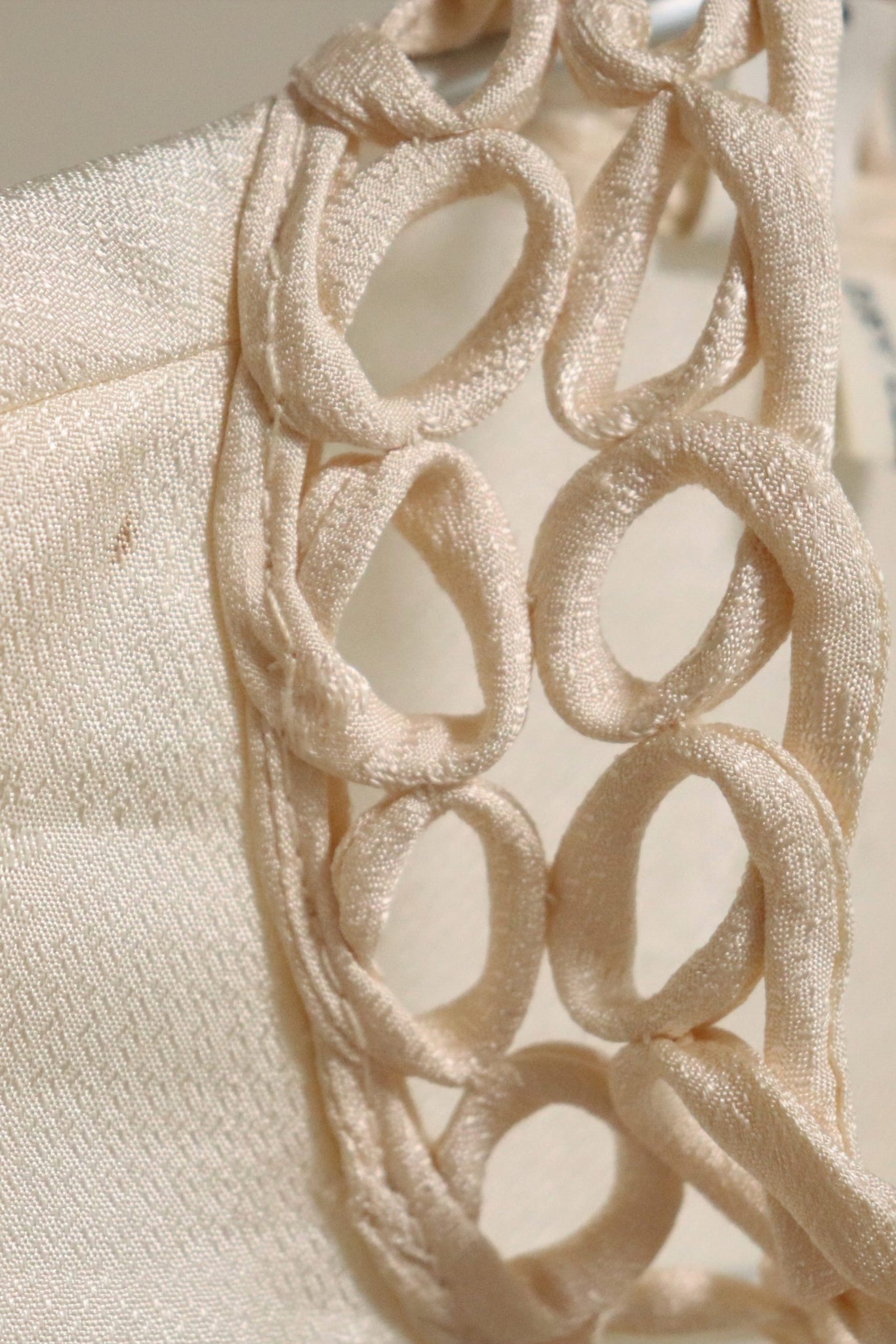 60s Mandarin Collar Ivory Silk Blouse