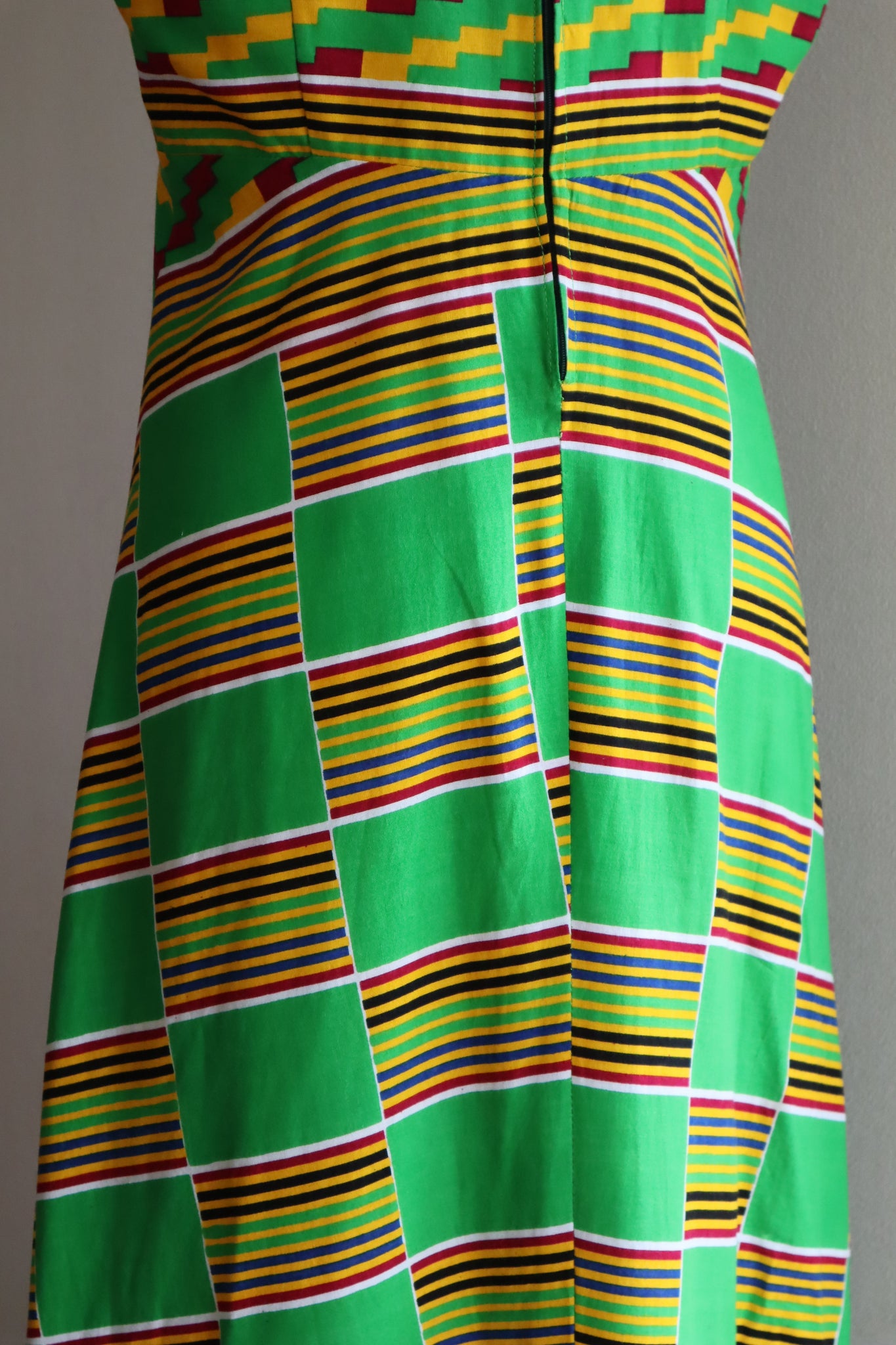 70s African Java Block Print Dress