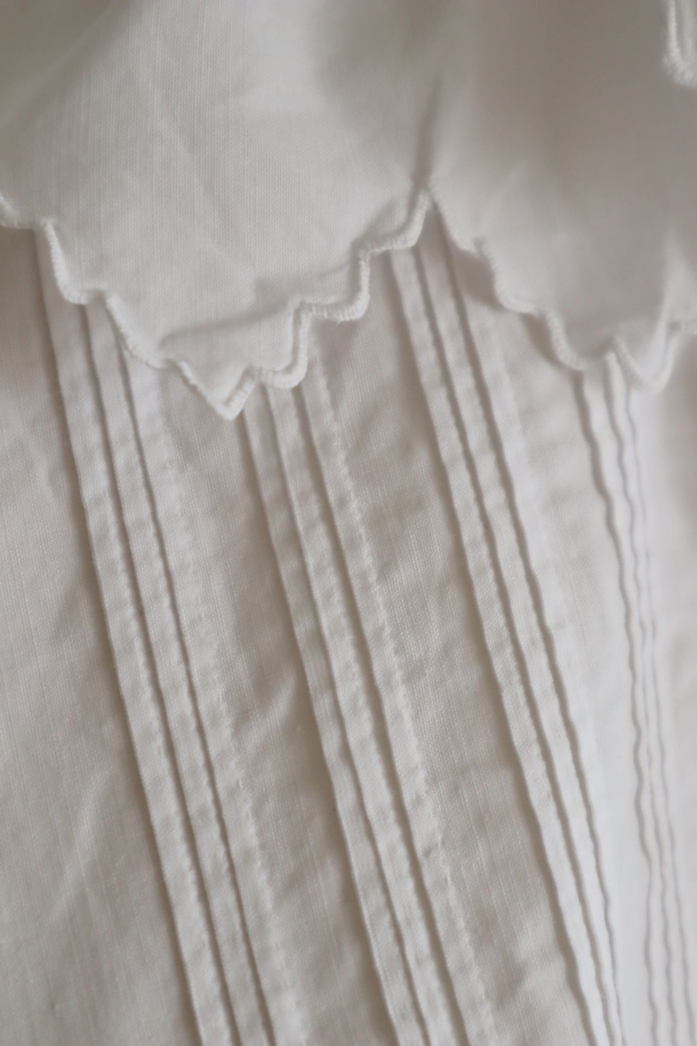 1900s Hand-Sewn Frilled Cotton Blouse